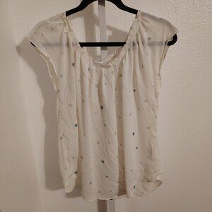LC Lauren Conrad Women's Pleated Scoop Neck Blouse Size Medium Sheer Polyester